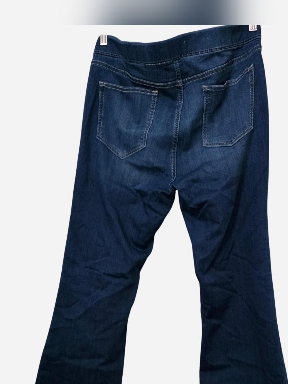 Elastic Waist Dark Wash Flared Denim Jeans - Picture 2 of 2